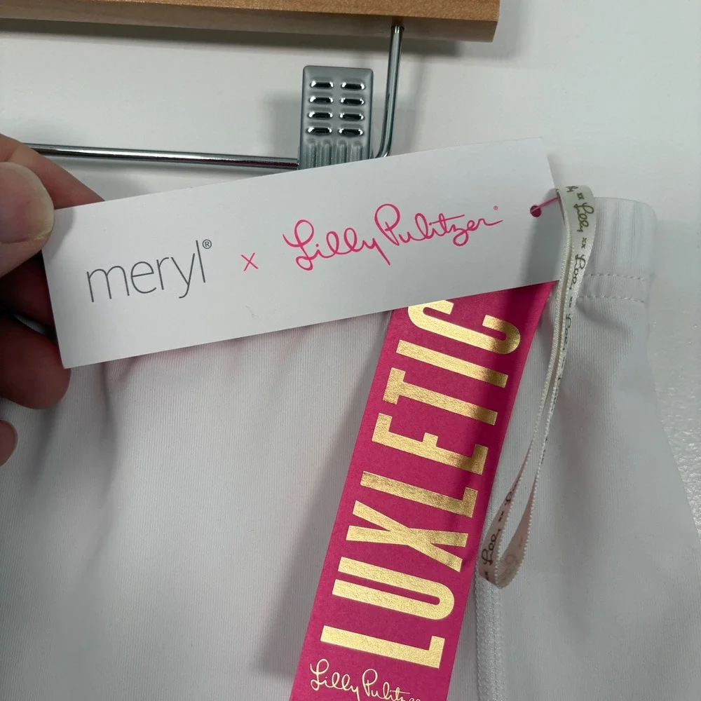 NWT Lilly Pulitzer Womens Luxletic Shorts XL White Frida Scallop Polo DressLiner - Picture 6 of 16